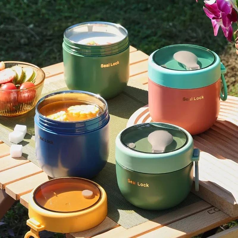 Portable Breakfast Cup With Lid and Spoon Multifunction Oatmeal Cup Cereal Nut Yogurt Mug Snack Cups Small lunch box soup bowl