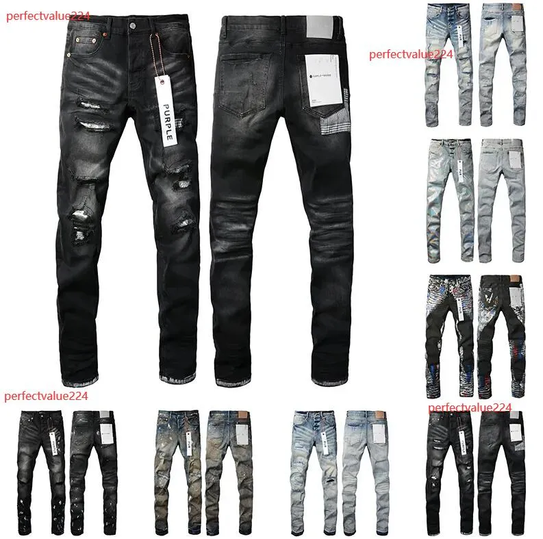 2023 Designer Ksubi Jeans für Herren Mann Hosen RIP Denim Biker graue Lackierung Stretch Motorradknochen Halloween Purple Jeans für Herren 436GH