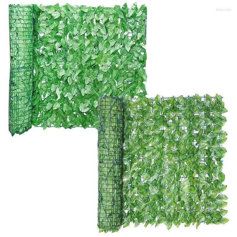 Decorative Flowers Garden Privacy Fence Artificial Leaf Screen Realistic Green Heatproof Balcony Hedges For Home