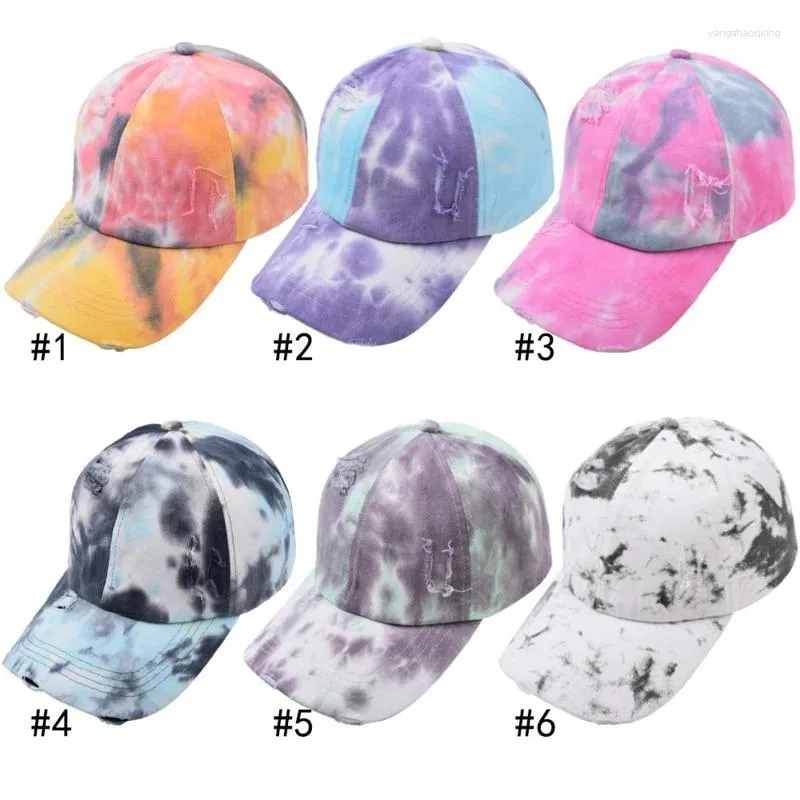 Kapity krawatowe barwnik cieniowanie dziury hip -hop unisex moda tata kapelusz regulowany ochrona przeciwsłoneczna wiosna letnia baseballowa czapka baseballowa snapback