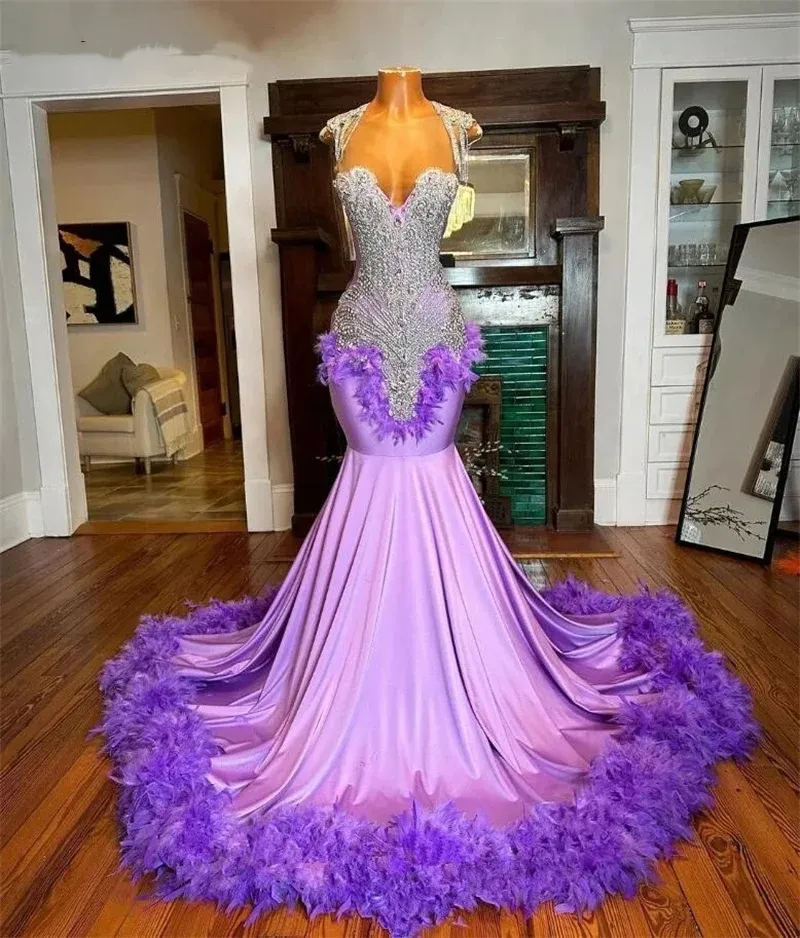fitted lace wedding dress A Line V Neck Purple Beaded Long Prom Dresses, Lilac Long Formal Evening  Dresses with Beadings main image 1