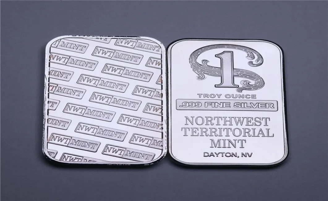 1 Troy Ounce 999 Fine Silver Bullion Bar Northwest Teeritorial Mint Silver Bar Silverplated mässing No Magnetism9905681
