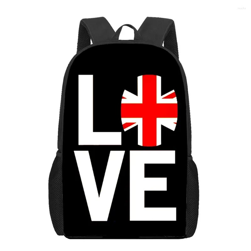 Sacs d'école Cartoon England I Love London 3D Print Bag Set for Teenage Girls Primary Kids Book Children Multifonctional Backpack