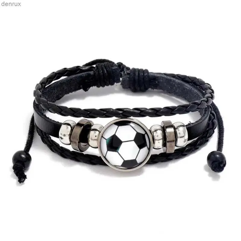 Andere armbanden Europese en Amerikaanse mode -sieraden Gepersonaliseerde kralen voetbalfans Perifeer leer Braceletl240415