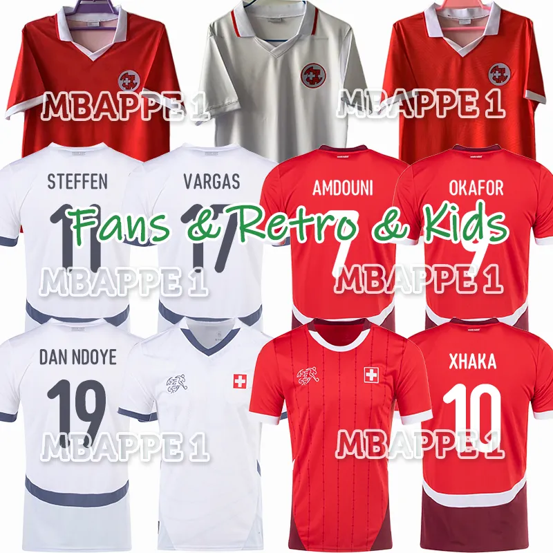 2024 Switzerland Soccer Jerseys Euro ELVEDI AKANJI ZAKARIA SOW RIEDER EMBOLO SHAQIRI WIDMER 24 25 Football shirts SWISS STEFFEN home away Uniforms