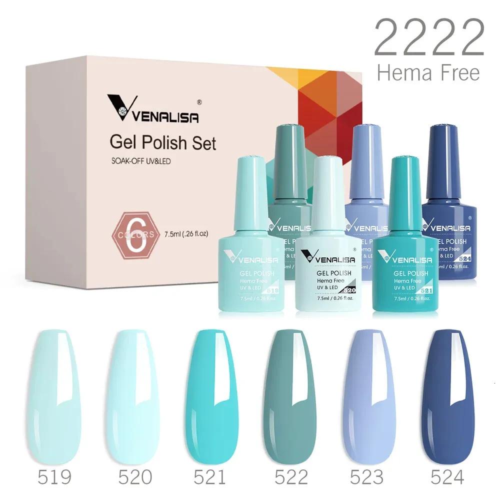 6er Set Gel-Nagellack – Semipermanent, Für UV/LED, 7,3 Ml, Soak-off