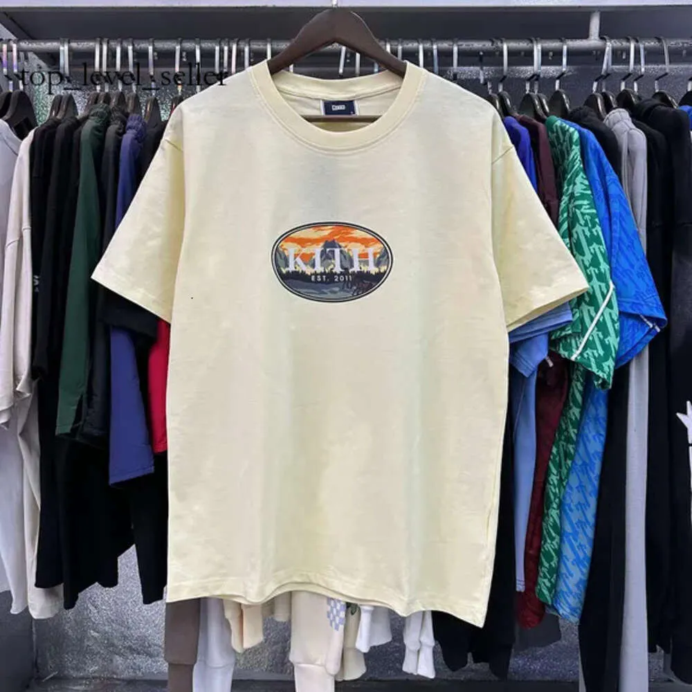 Camisas esportivas casuais de Kith Men camiseta masculina vestido de verão figura neutra solta redonda de alta qualidade de alta qualidade Hip Hop 100%algodão preços de atacado 283