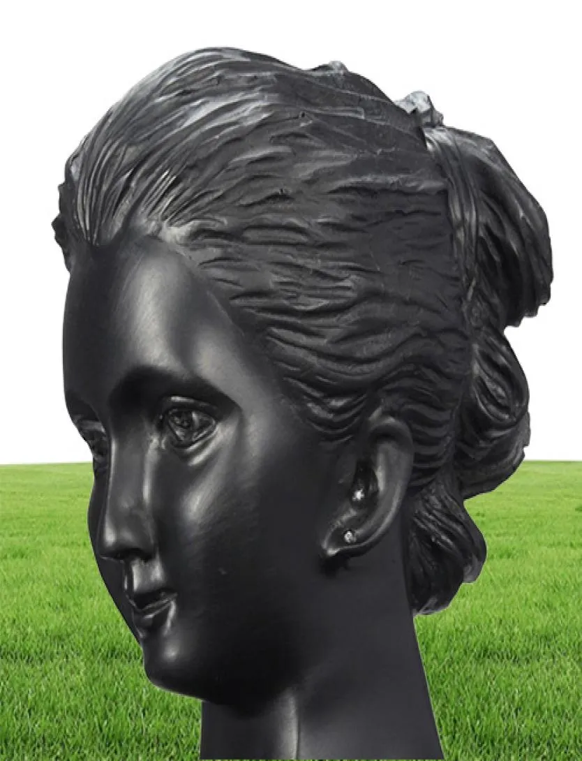 Boutique Counter Black Resin Lady Figur Schaufensterpupplung Bust Stand Schmuck Gestell für Halskette Anhänger Ohrringe 3900117