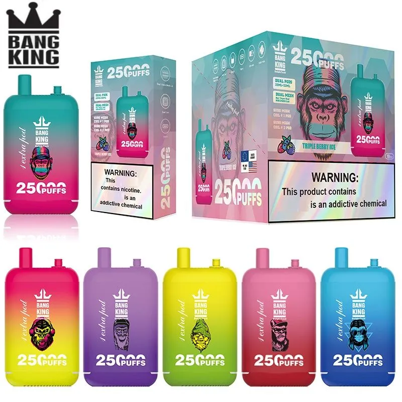 BANG ORIGINALE 25000 BUF E Sigaretta Sfucci 25000 sbuffi a vaporizzazione usa e getta 0 ~ 5% batteria ricaricabile 650 mAh 23ml+23 ml PUFLE DUPAI MESH PREIULED 25K 30K 20000 20K