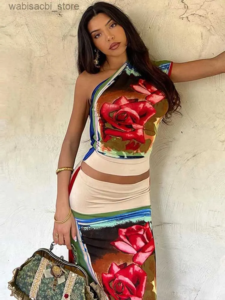 Jupe sexy HugCitar Femmes 2023 Crop Tops MIDI Jupe MIDI Two Piece Matching Sets Vacation Optifits Streetwear Wholesale Articles For Business L49