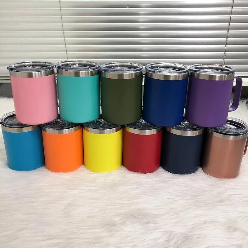 Tumblers 10pcs/Lot Stainless Steel 12oz Coffee Mug With Handle Heat Cool Keep Insulation Vacuum Flask Household Drinking Milk Water Cup
