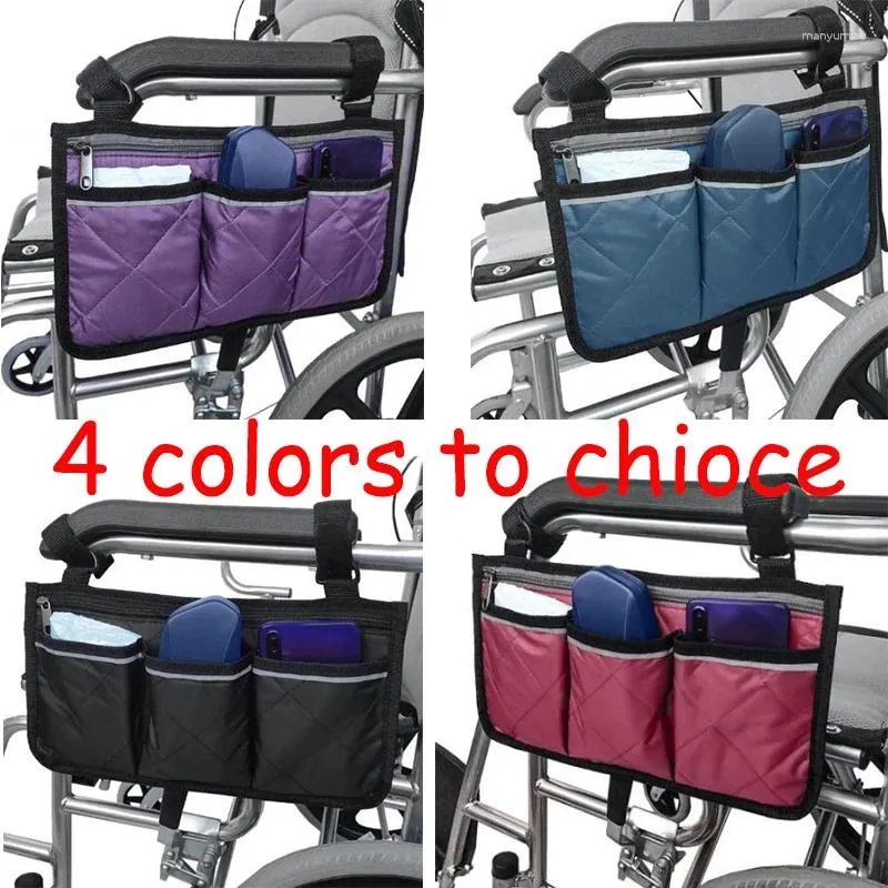 Storage Bags Multi-purpose Wheelchair Armrest Side Oxford Cloth Multiple Pockets With Reflective Strips Baby Cart Hanging Bag