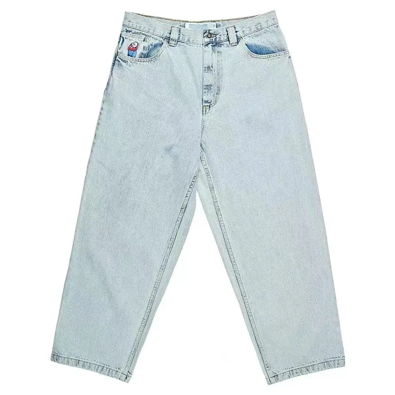 Herr jeans designer retro hip hop tecknad grafisk streetwear denim y2k stor pojke broderi baggy jorts haruku gym basket män