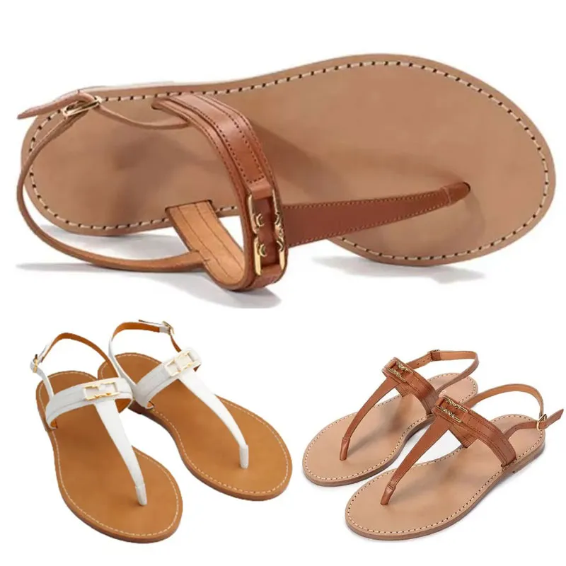 Mångsidig stil escarpin utomhus korsband lyxiga chaussure sommar sandaler kvinnor platt sandaler flip flops strandsko utomhus slingback