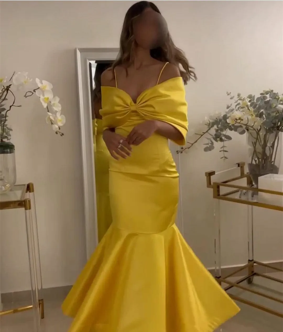 Классные длинные желтые от плеча вечерние платья русалка спагетти ремешки плисы с лодыжкой длина на молнии платья на выпускной задних платье