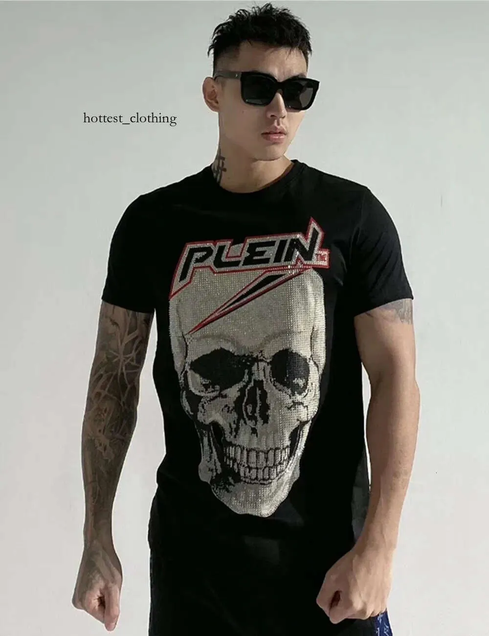 Philipe Plein T-shirts Designer de marca Rhinestone Skull Men t Camisetas clássicas de alta qualidade Hip Hop Streetwear Casual 8923 661