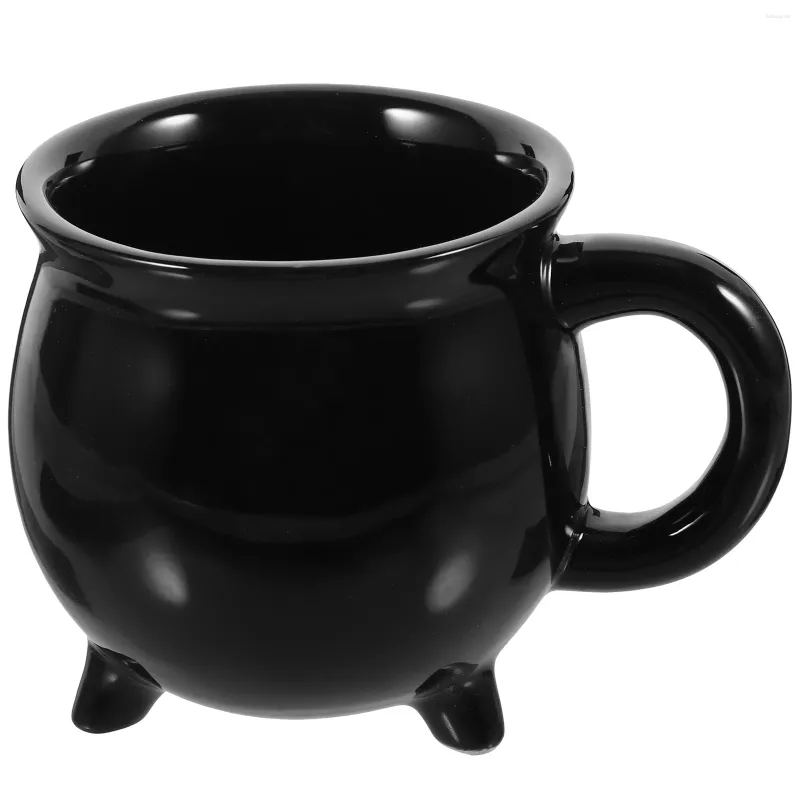 Tazze da strega tazza cauldone tazza tazza nera in ceramica in cima
