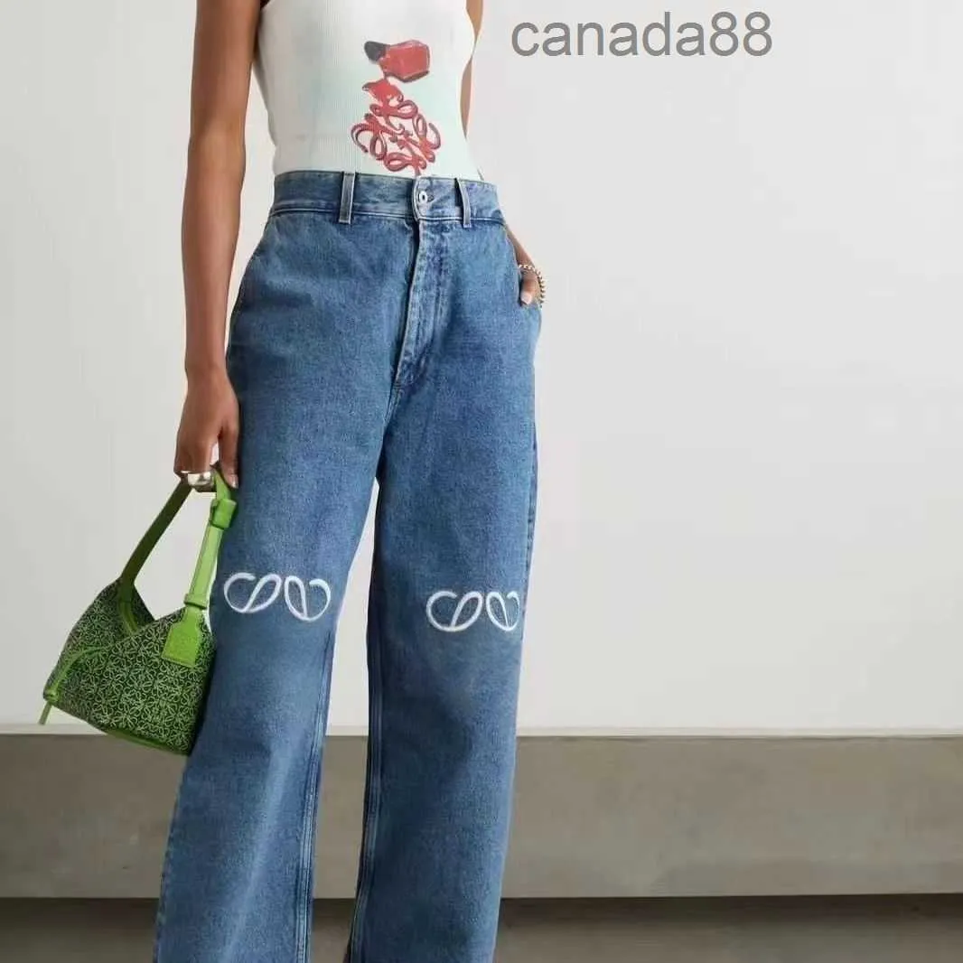 Designers femmes mode luxe loeewewe jeans femmes jeans filets creusés
