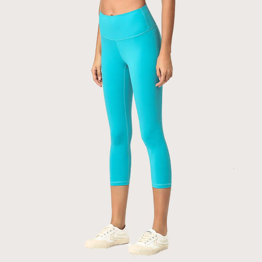 2019 Spring/Summer New Naken Yoga Pants Womens High midja Dubbelsidig borstade fitnessbyxor Tätt yogakapris