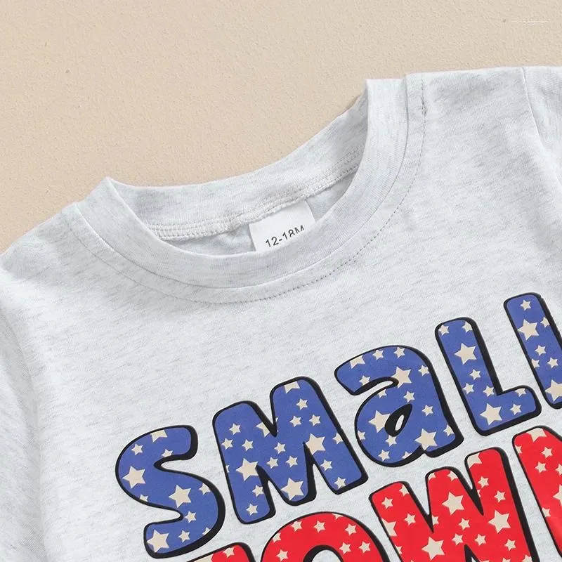 Roupas conjuntos de roupas Little Boy 4 de julho Carta de t-shirt de manga curta com shorts estrelas de Stripe para o Dia da Independência