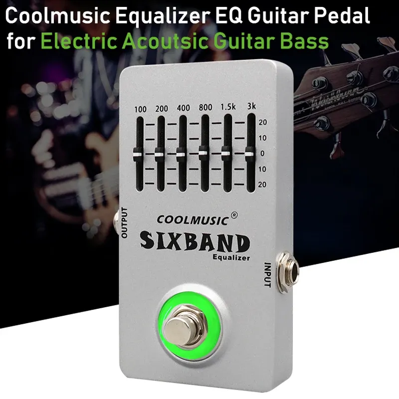 Kablolar Elektro Gitar Efekt EQ Pedal Müzik Aleti 6 Bant Ekolayzer Tam Metal Kabuk Gerçek Bypass Dizilmiş Enstrüman Aksesuarları