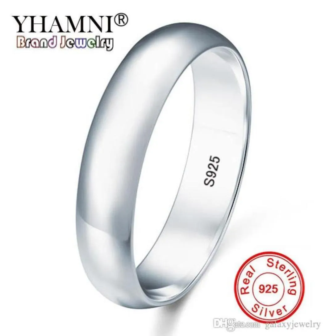 Yhamni Original Natural Real 925 Sterling Silver Wedding Band Ring Fine Jewelry Lover Management Rings for Women Men Sy9256903039