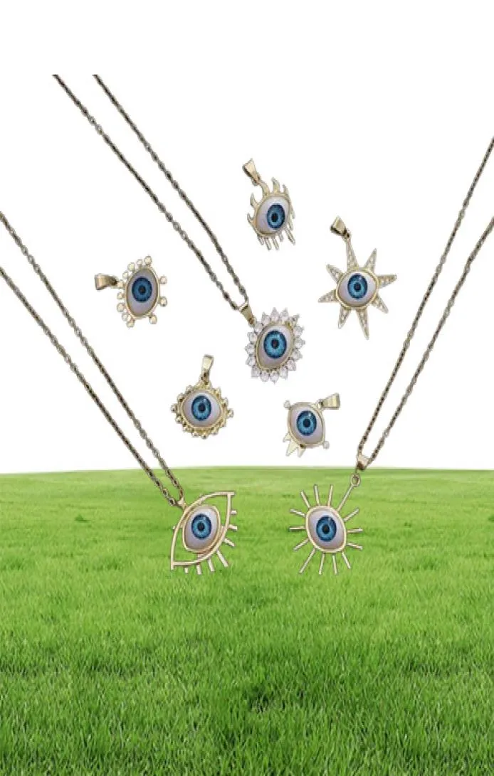 Turkish Lucky Evil Eye necklace Women 8 Style Blue Eyes Female Charm Fashion Enamel Stainless Steel Chain necklace Jewelry Gift G13895743