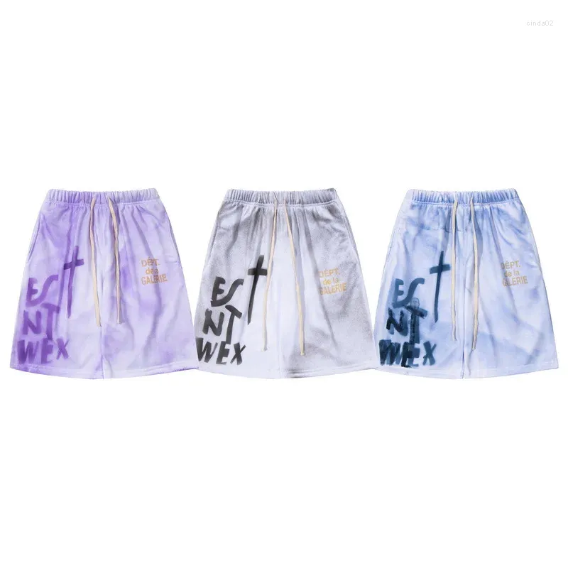 Heren shorts shorts zomer inkt schilderen elegante graffiti -brief middelste broek vijfde groothandel