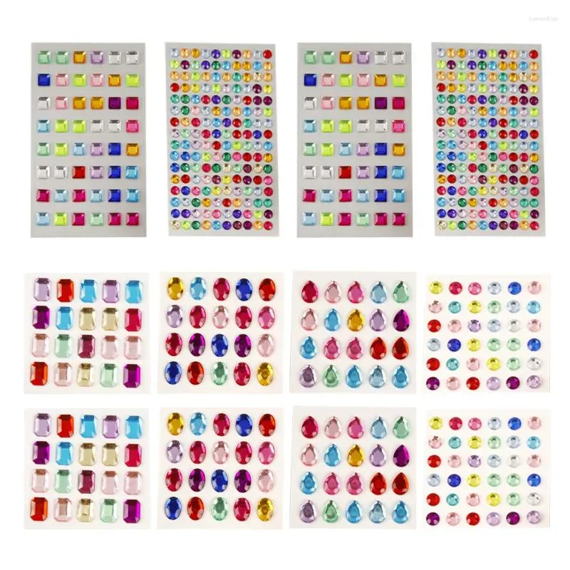 Opslagflessen 12 vellen DIY Acryl Strass Stickers Crystal Zelfklevende Sticker Creatieve decoratieve diamant