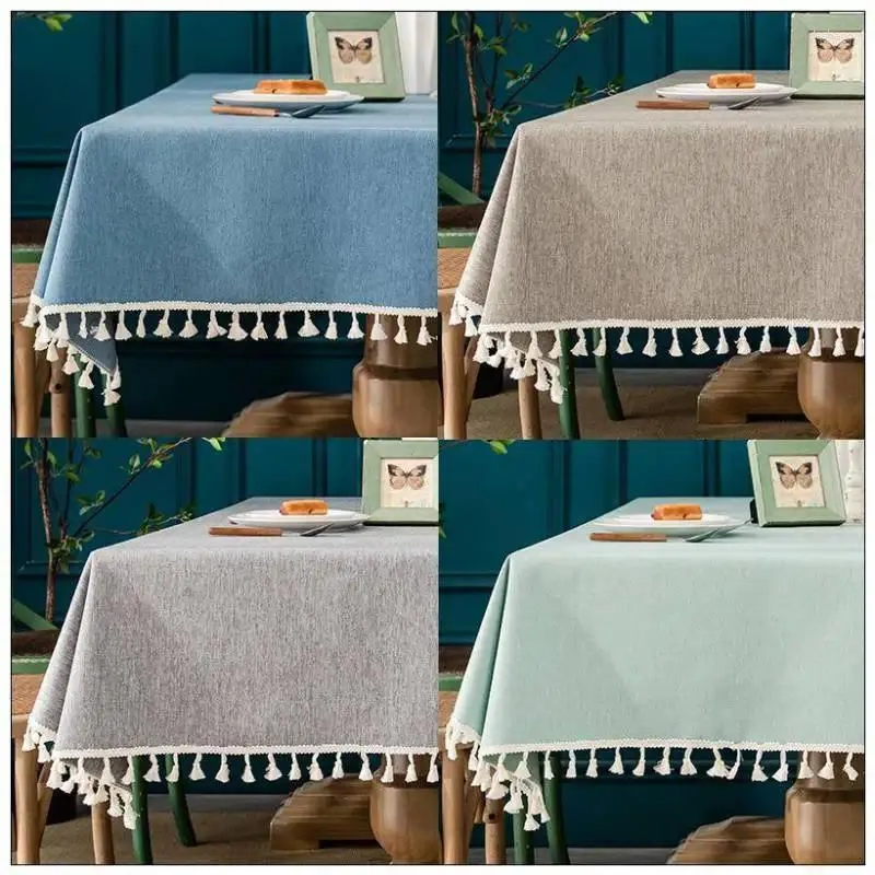 Tavolo in stoffa di cotone e olio impermeabile in lino è un rettangolo_jes230