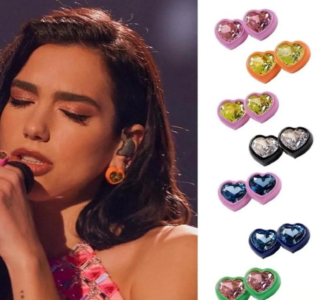 Stud Fashion Colorful Acrylic Crystal Love Heart Geometric Earrings Multicolor Zircon for Women Girl Travel Jewelrystud7667558