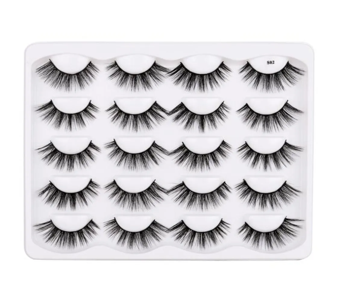 Handgefertigte dicke 10 Paare gefälschte Wimpern gesetzt natürliche lange Weiche Cross Cross 3D falsche Wimpern Erweiterungen Augen Make -up Zubehör 11 Modell1668894