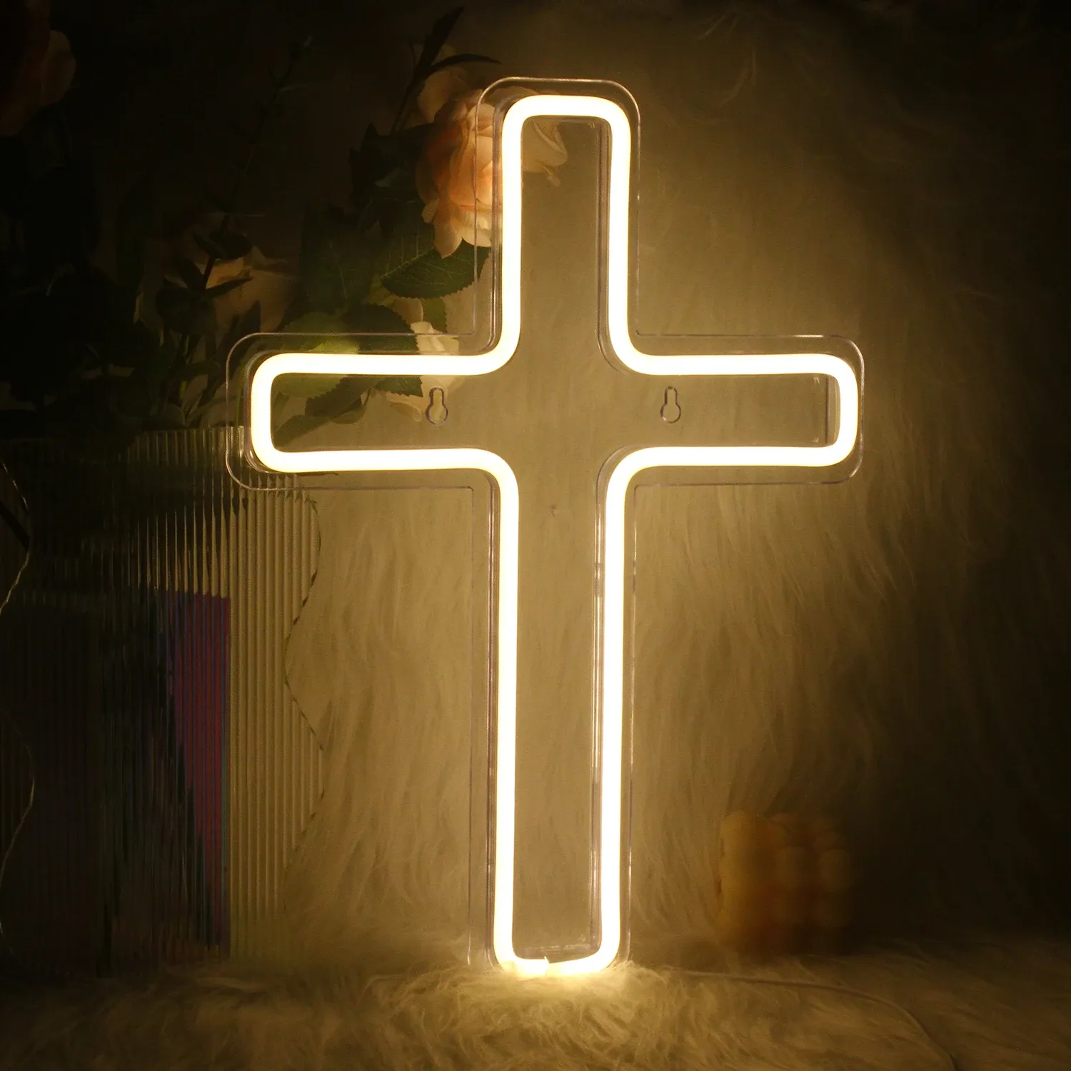 Neon Sign LED Cross Shaped USB With Switch Wall Art Hanging Lamp For Holiday Bar Wedding Party Club Home Room Decor 0415