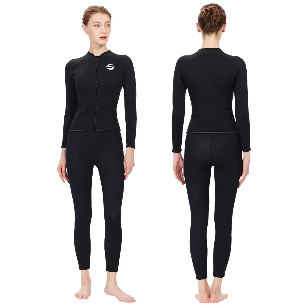 Abito da immersione professionale femminile a prova fredda mooprene pantaloni top a divisione abiti da donna spessa muta surf per nuoto.
