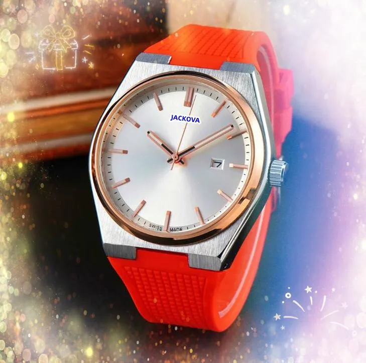 Popular quartz fashion men watch automatic day date stainless steel case clock crystal mirror bracelet Super Bright calendar rubber strap all the crime cool watches