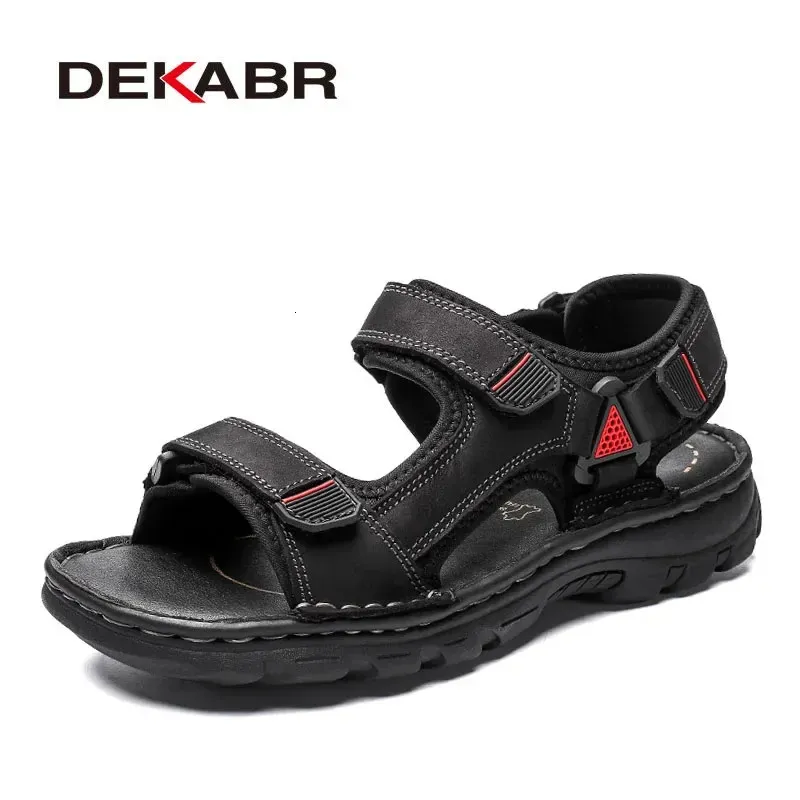 DEKABR Size 48 Male Genuine Leather Sandals Summer Casual Men Shoes Vacation Beach Shoes Fashion Outdoor Non-Slip Sneakers 240408