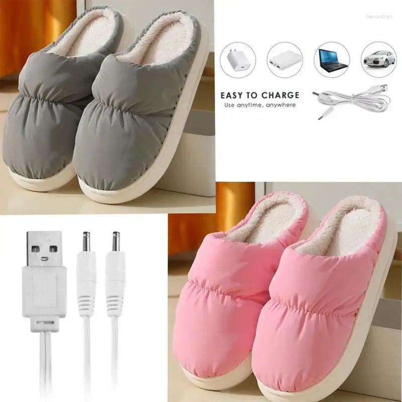 Carpets Electric Heatring Slippers USB Bottes chauffées Foot Warmer Slipper Boot pour les hommes Femmes Hiver Chaussade