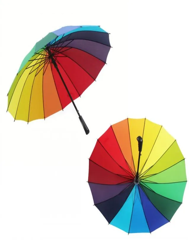 Rainbow di alta qualità Rainbow colorato ombrello manico lungo Vorgoproproof Prevenire il pulsante radiazione UV ombrellas a pioggia ingranaggio ombrellas2242610