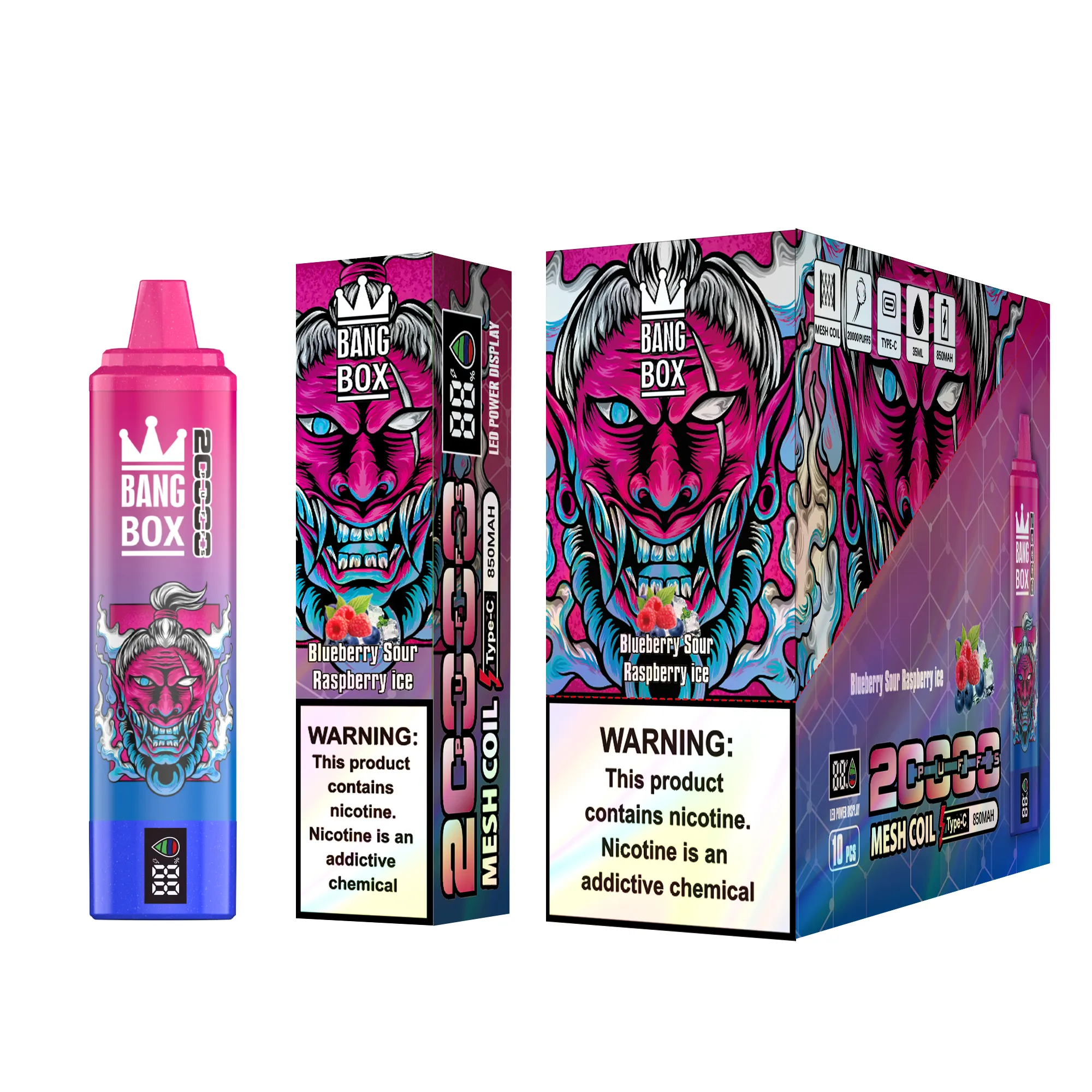 Preço de atacado de cigarro e caixa de cigarro Bang King Box 20000 Puffs 26 ml LED SMART SLIQUID ELÉ-LÉ-CIGS TORRANDO 25K 20K 18K 15K 12k Puffs E vape