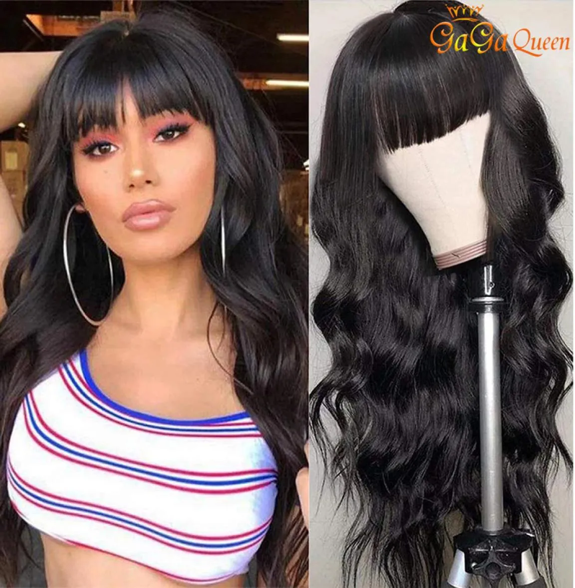 Peruvian Body Wave Human Hair Wig 150 Density Body Wave Hair Wigs With Bangs For Women9536363