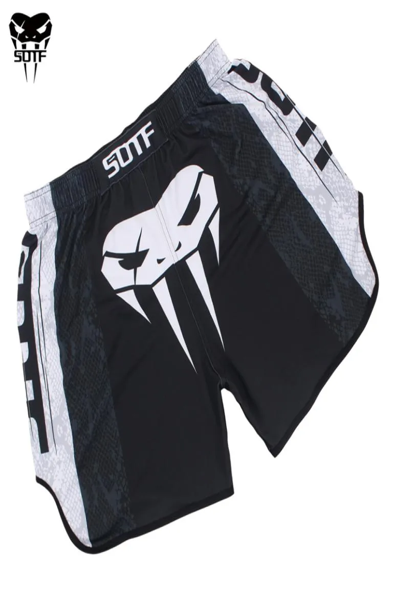 SOTF MMAブラックヘビヘッドエラスティックムーブメントファイティングMMAショーツタイガームエタイボクシングショーツサンダキックボクシング衣料MMA 2205112283274