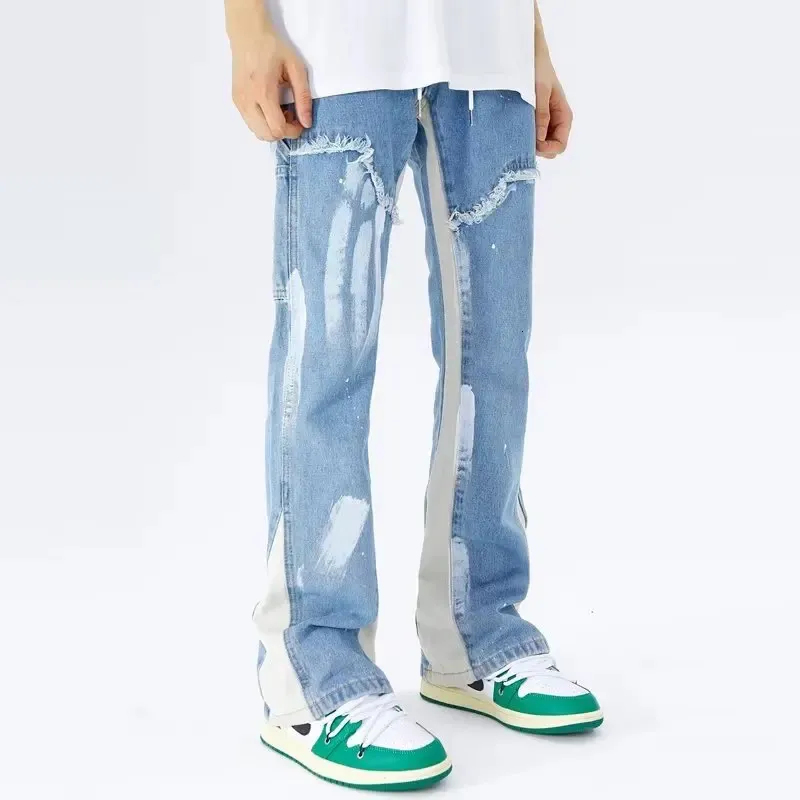 Y2K Streetwear Baggy Flare Jeans Cargo Pants Men Roupas Desenhas de Swewspantes Male calças jeans Pantalon Homme 240415