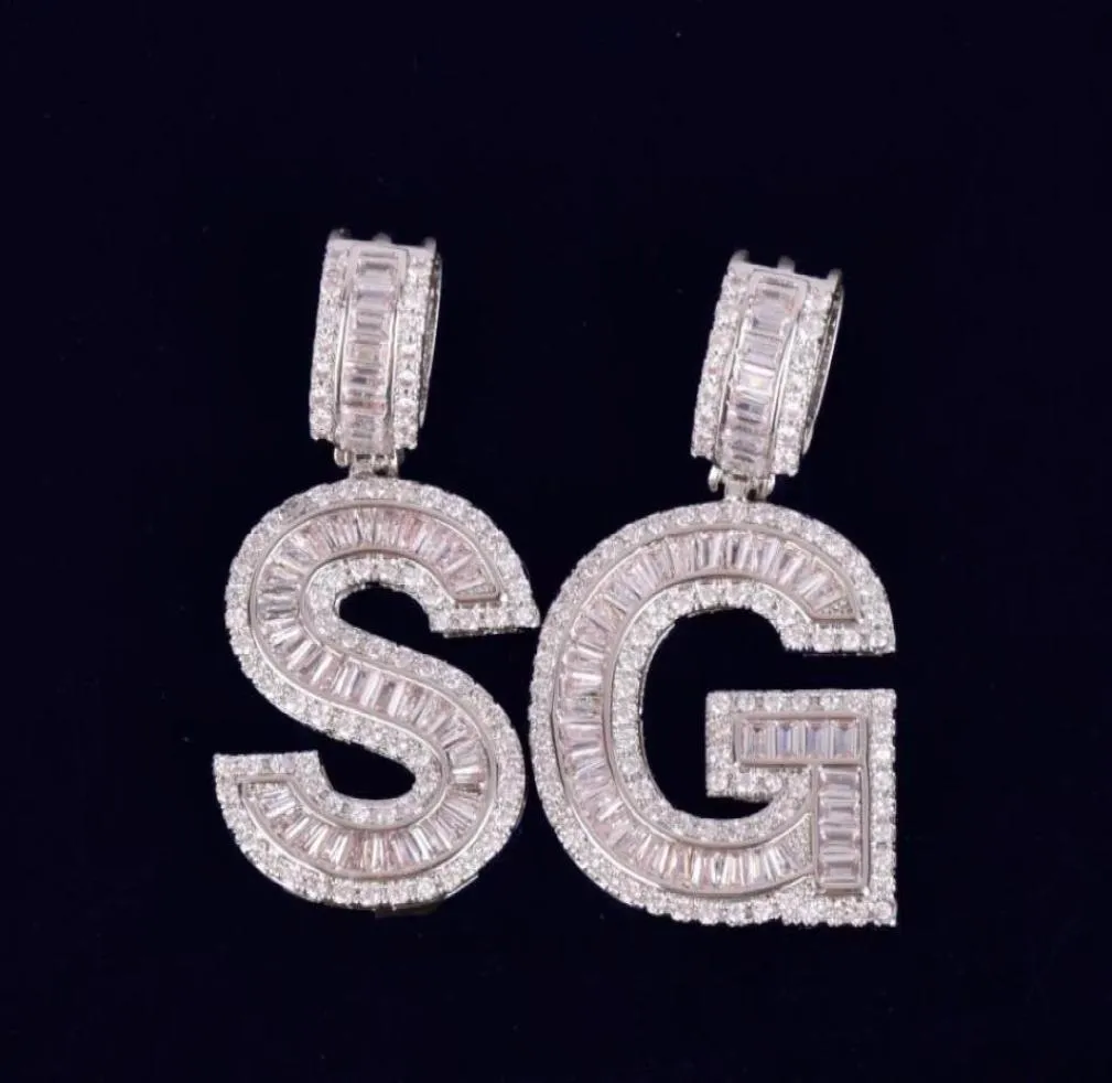 AZ Baguette letters hang ketting goud zilver bling zirconia mannen vrouwen hiphop hangers met touwketen32383285236896