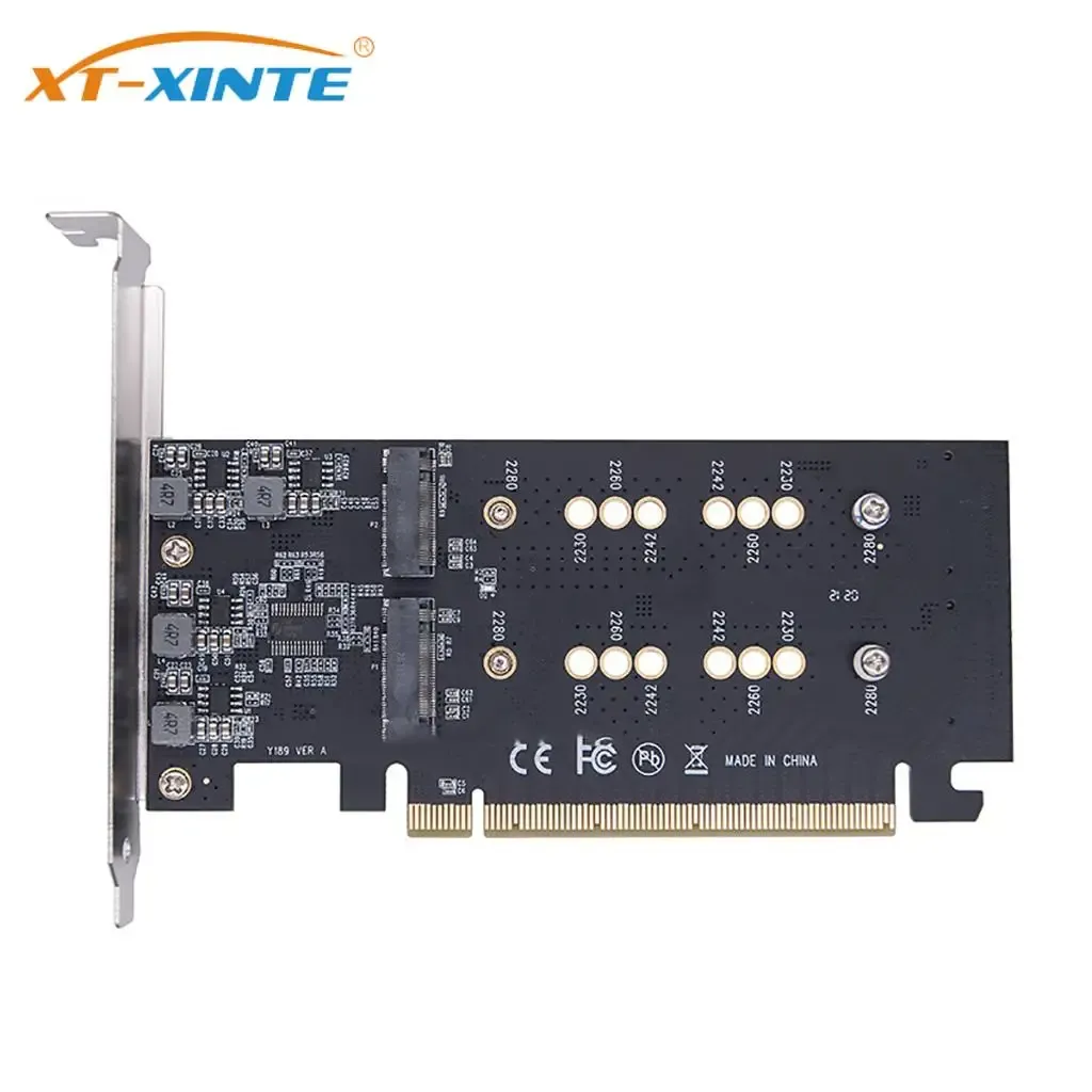 Cartes m.2 m clés SSD à PCIe x16 bifurcation 2/4 Bays Split Array Card 4 * 32Gbps pour M.2 NVME PCIE 2230 2242 2260 2280 SSD CARTE D'ADAPTER