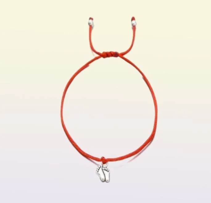 20pcslot charmants pieds doubles familiaux Bracelets Bracelets Simple Red String Charms Gift6392653