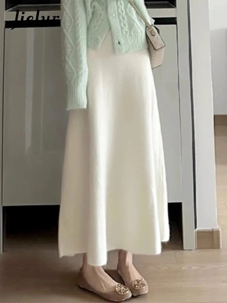 Jupes automne sweet tricot office dames mode pure couleur rouffled streetwear féminin décontracté en jupe féminine chic lâche