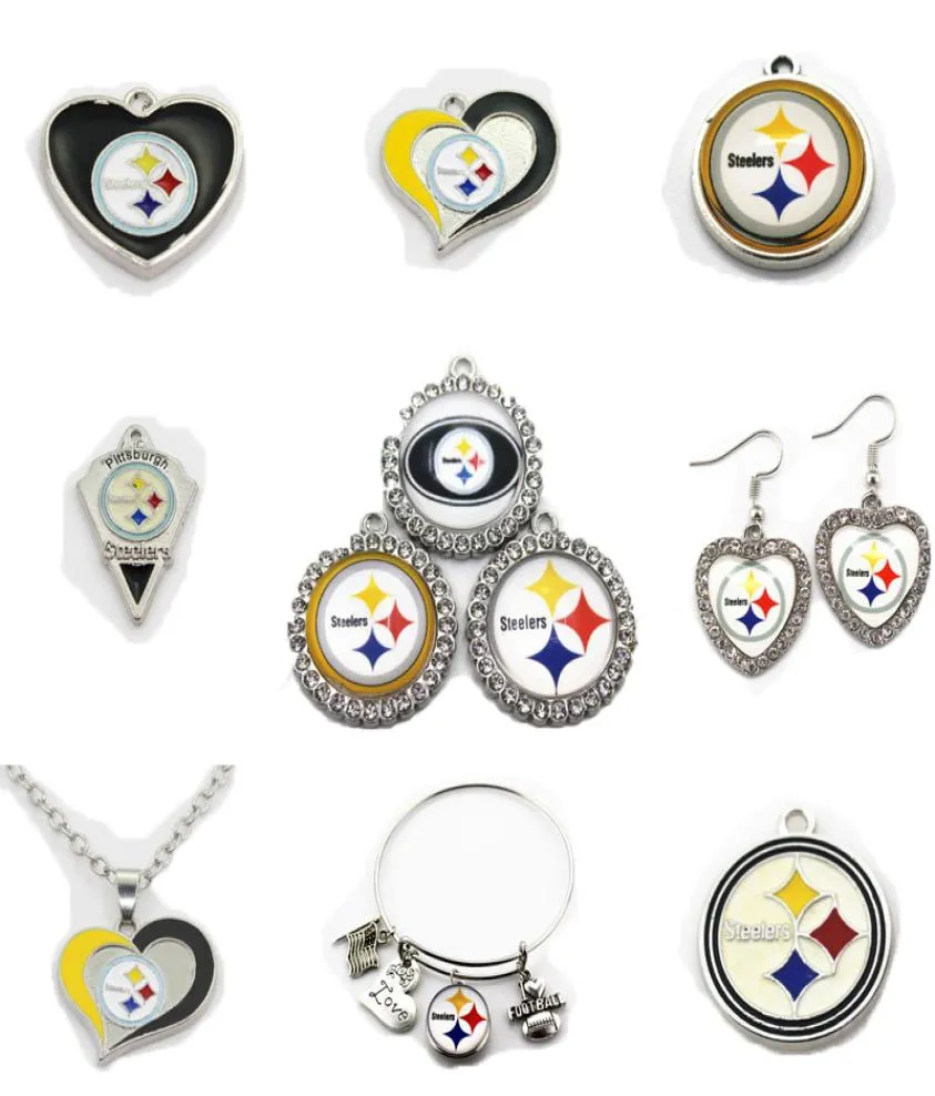 Futbol Pittsburgh Dungle Charms Mix Style DIY Kolye Bilezik Küpe Küpe Snaph Button Steeler Jewelry Accessories8291862