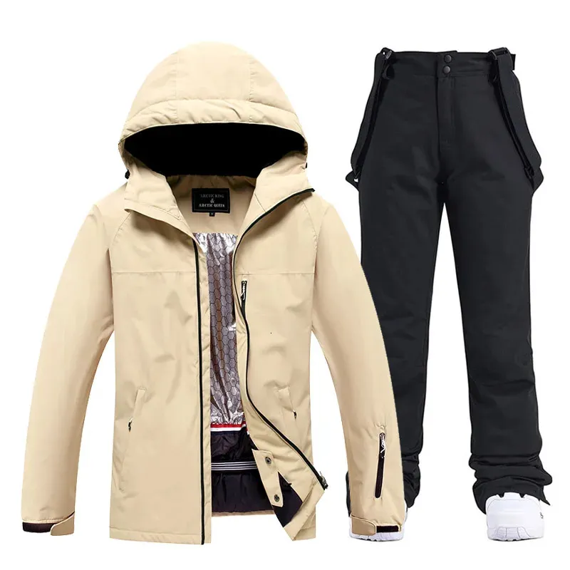 8QIDA Men's Suits Slim Fit Stretch 1 Button Men's Ski Jackets And Pants Set Windproof Insulated Snowsuit Winter Warm Snowboarding Snow Coat Grey Xxxxl