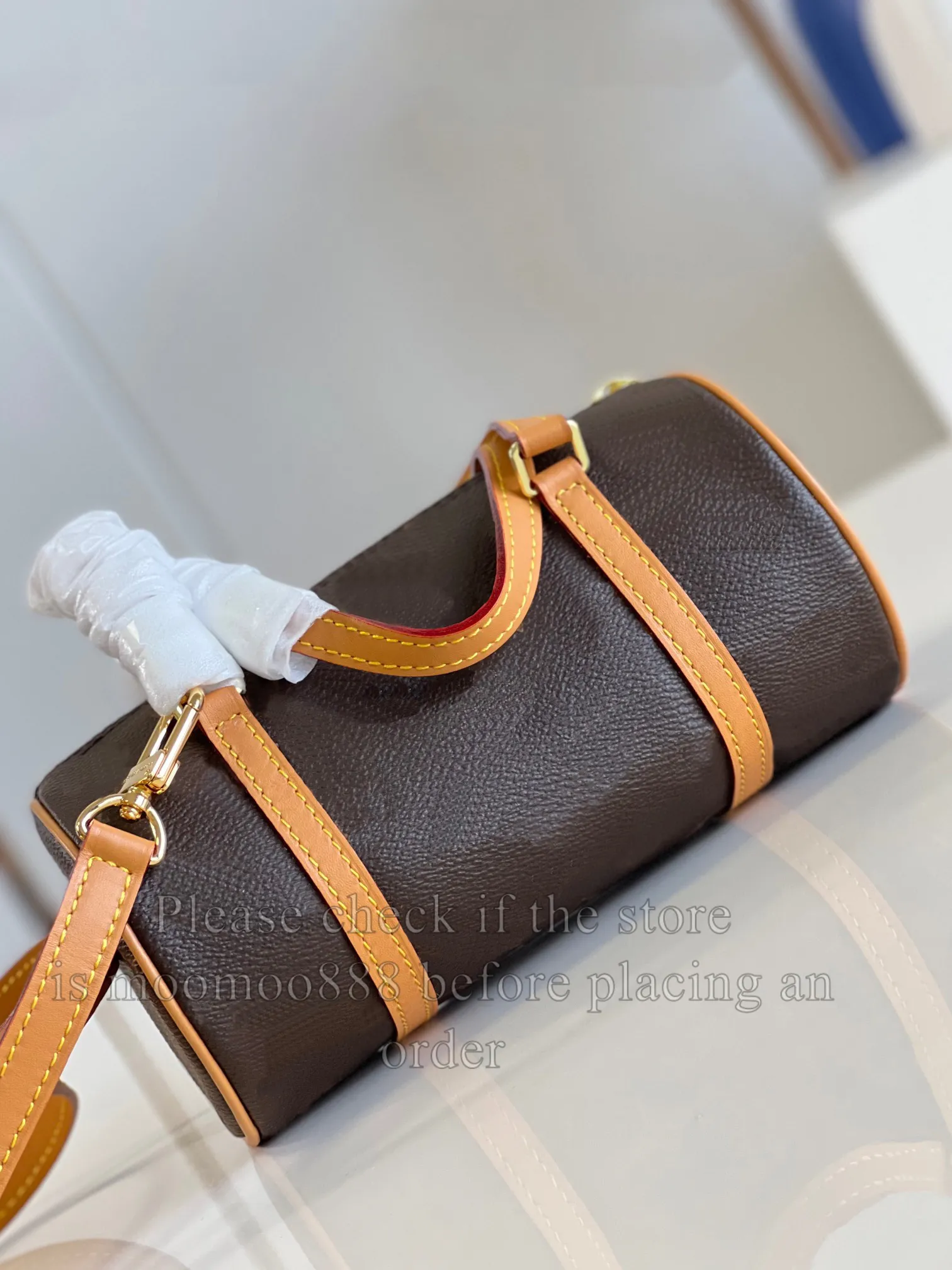 10A Mirror Quality Designer Small Barrel Bag 20cm Womens Canvas Bag Vintage Purse Luxurys Hantera handväskor Crossbody Brown Shoulder Strap Box Påsar