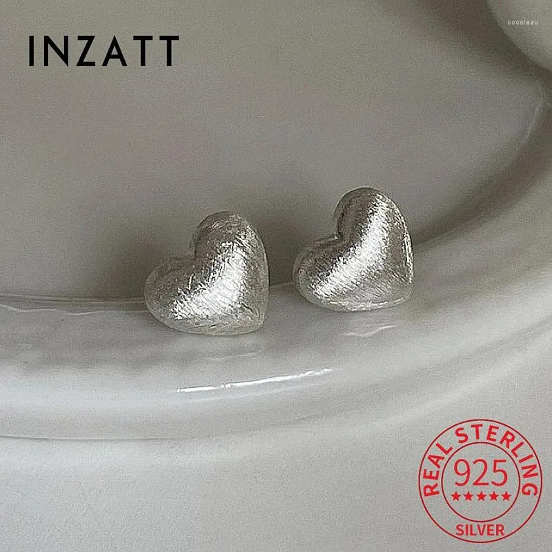 Kolczyki stadninowe Inzareal 925 Srebrne Matte serce dla kobiet klasyczne drobne biżuterię minimalistyczne akcesoria